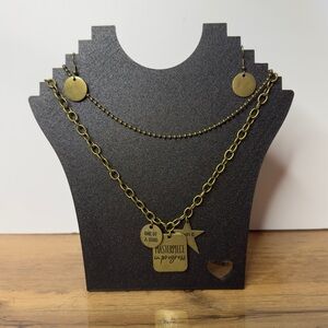 One of a Kind Bronze Statement Necklace & Earring Set, Inspirational Jewelry
